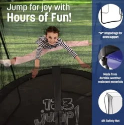 123 Jump 14FT Outdoor Trampoline with Safety Enclosure and Ladder Black/Blue