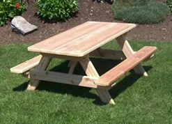 A & L Furniture Kid’s Table with Umbrella Hole Linden Ivory Leaf Stain