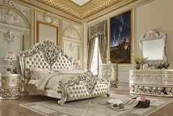 Acme Vatican Champagne Silver Wood Nightstand