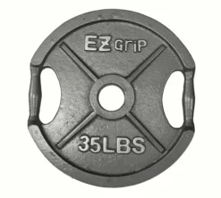 Ader Sporting Goods Olympic Universal White Bench w/Bar & 255lbs Gray Easy Grip Olympic Plates Set Black
