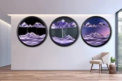 AECEVAN Wall Mount Moving Sand Art 3D Sandscape Purple-F