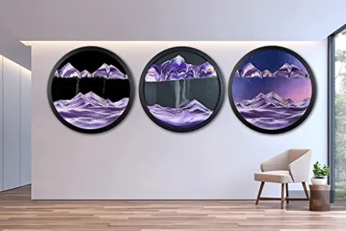 AECEVAN Wall Mount Moving Sand Art 3D Sandscape Purple-F