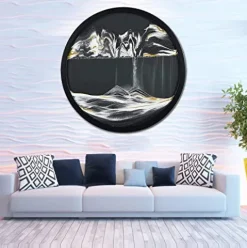 AECEVAN Wall Mount Moving Sand Art 23.6” Round Glass Sculpture I