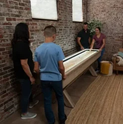 American Legend LED Shuffleboard with Buffet Top – Modern Style – Light Up LED Rails