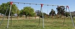 American Swing Products Heavy Duty 3 Legged 2 Bay 10′ Swing Frame with 4 Strap Swings Red