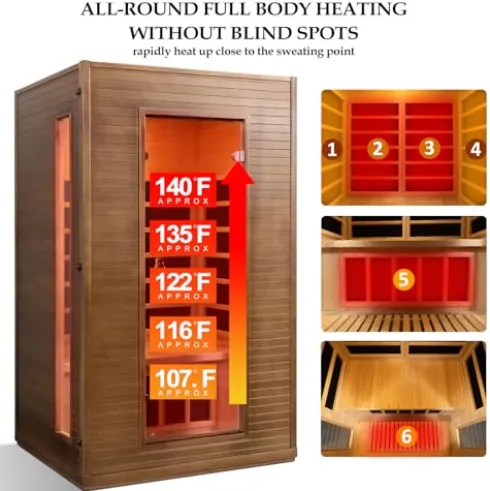amocane 2 Person Infrared Sauna Room Hemlock