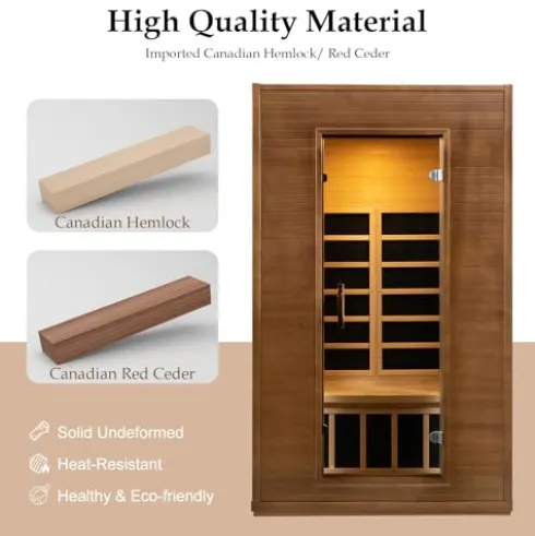 amocane 2 Person Infrared Sauna Room Hemlock