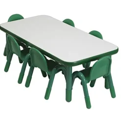 Angeles Baseline Preschool Rectangular Table & Chair Set Solid Green