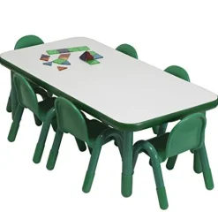 Angeles Baseline Preschool Rectangular Table & Chair Set Solid Green