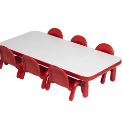 Angeles BaseLine Toddler Table & 6 Chairs Set Red
