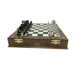 Antochia Crafts 16.5″ Large Wooden Chess Set with Mosaic Details and Hand-Painted Pieces Black – Personalizable