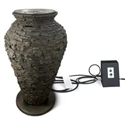 Aquascape Large Fire and Water Stacked Slate Urn Fountain Feature Gray