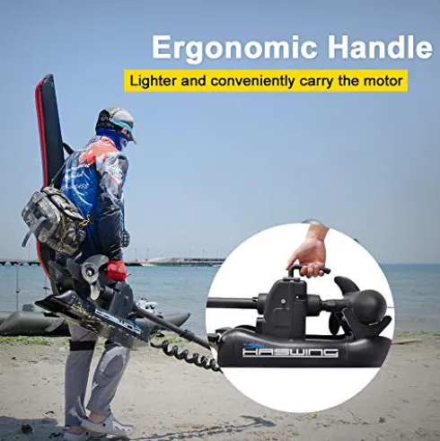 AQUOS Haswing 12V 55LBS 54″ Bow Mount Electric Trolling Motor with Remote Control Black