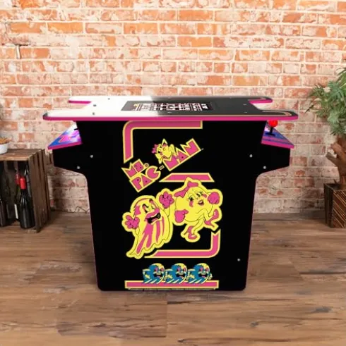 ARCADE1UP Ms. PAC-MAN Head-to-Head Arcade Table 12 Games Multiplayer Control Panel 17-Inch Color LCD Screen Black Series