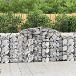 Arched Gabion Baskets 2 pcs 118.1″x19.7″x39.4″/47.2″ Galvanized Iron for Outdoor Plants White Black Other