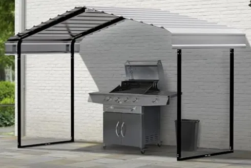 Arrow Shed Galvanized Steel Canopy 12’ x 6’ x 7’ Charcoal