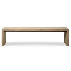Artissance 70 Inches Waterfall Bench Reclaimed Pinewood Whitewash
