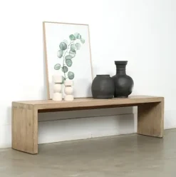 Artissance 70 Inches Waterfall Bench Reclaimed Pinewood Whitewash