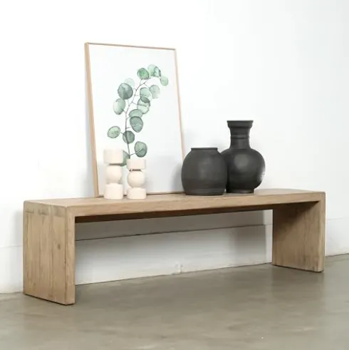 Artissance 70 Inches Waterfall Bench Reclaimed Pinewood Whitewash