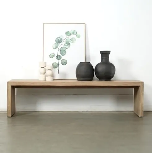 Artissance 70 Inches Waterfall Bench Reclaimed Pinewood Whitewash