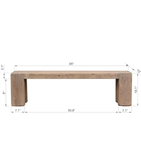 Artissance 65” Long Ravello Bench Weathered Natural Nature Wood
