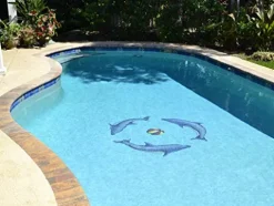 Artistry in Mosaics Dolphin Group Ceramic Pool Tile 48″x48″ Blue
