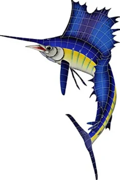 Artistry in Mosaics Sailfish Left Ceramic Pool Mosaic 60″x42