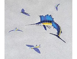 Artistry in Mosaics Sailfish Left Ceramic Pool Mosaic 60″x42