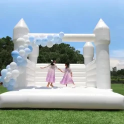 awesmflate White Commercial Grade Bounce House with Blower 13×11.5x10ft