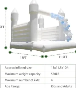 awesmflate White Commercial Grade Bounce House with Blower 13×11.5x10ft