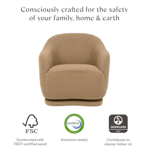 Babyletto Foy Glider Sand Boucle Greenguard Gold CertiPUR-US Certified