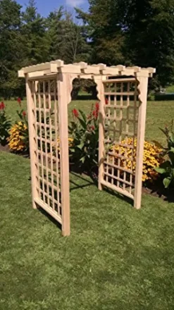 Backyard Crafts Amish-Made Lexington Style Pine Arbor 5′ Wide Mushroom Stain