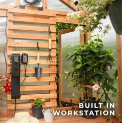 Backyard Discovery Bellerose 9′ x 6′ Cedar Wood Greenhouse Kit Light Brown