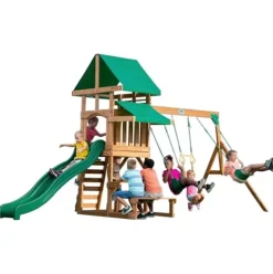 Backyard Discovery Belmont Cedar Wood Playset Swing Set Green