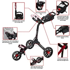 Bag Boy Nitron 3 Wheel Golf Push Cart Black/Red