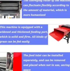 Banfluxion 220V 6-Blade Hay Cutter Pulverizer Grass Crusher Red