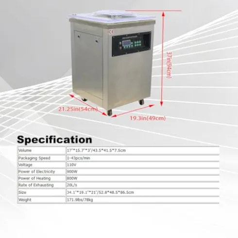 Banfluxion 110V Single Chamber Vacuum Packaging Machine 900W Silver