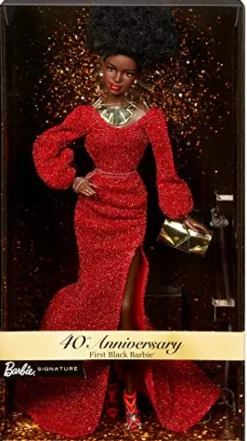 Barbie Signature 40th Anniversary First Black Doll Red Gown with Accessories
