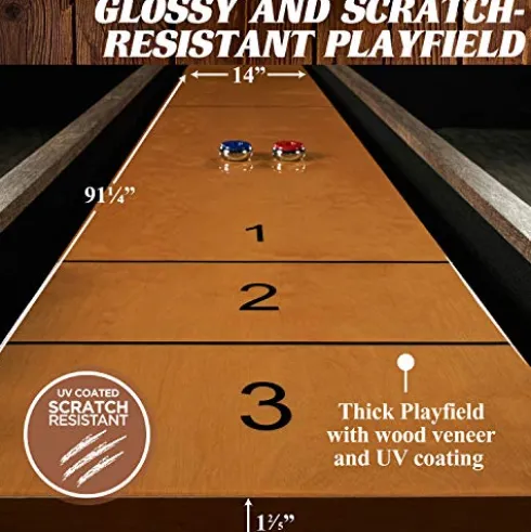 Barrington Billiards 9′ Lexington Shuffleboard Table Scratch-Resistant Wood Grain/Black