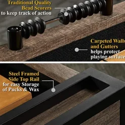 Barrington Billiards 9′ Lexington Shuffleboard Table Scratch-Resistant Wood Grain/Black
