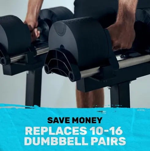 Bells of Steel Adjustable Dumbbells Set NUOBELL – Machined Steel Plates, Knurled Handle, Black 5-80 lb