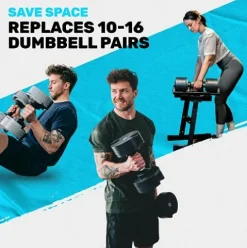 Bells of Steel Adjustable Dumbbells Set NUOBELL – Machined Steel Plates, Knurled Handle, Black 5-80 lb