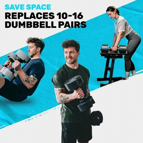 Bells of Steel Adjustable Dumbbells Set NUOBELL – Machined Steel Plates, Knurled Handle, Black 5-80 lb