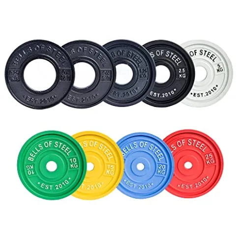 Bells of Steel Calibrated Machined Iron Powerlifting Weight Plates – 459kg Set