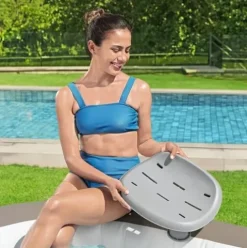 Bestway Coleman Hawaii AirJet Inflatable Hot Tub with EnergySense Cover + SaluSpa Underwater Non-Slip Pool and Spa Seat Blue