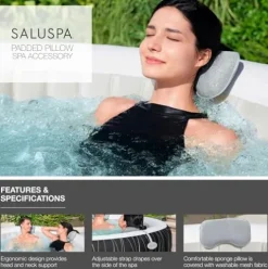 Bestway Coleman Hawaii AirJet Hot Tub with EnergySense Cover Blue + Spa Seat 6 Pack + SaluSpa Pillows 3 Pack