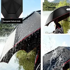 BEYSG Large Fishing Umbrella Parasol Blå