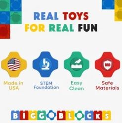 BiggoBlocks Jumbo Building Blocks Set 192 pcs Red, Blue, Green, Yellow