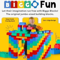 BiggoBlocks Jumbo Building Blocks Set 192 pcs Red, Blue, Green, Yellow