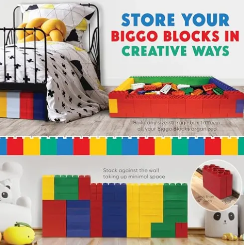 BiggoBlocks Jumbo Building Blocks Set 192 pcs Red, Blue, Green, Yellow